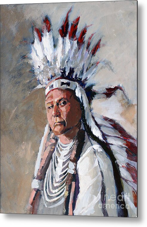 Warrior Metal Print featuring the painting Chief Joseph by Synnove Pettersen