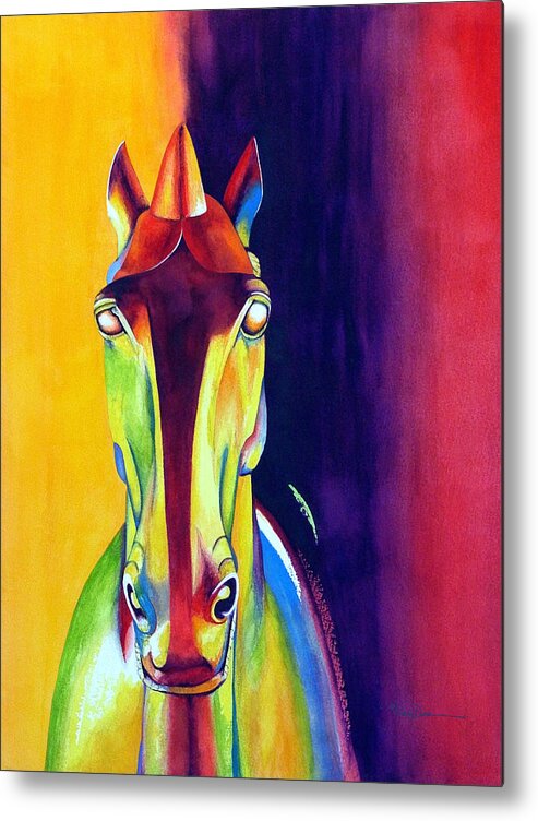 Mary Dove Art Metal Print featuring the painting Chinese Dream Horse by Mary Dove