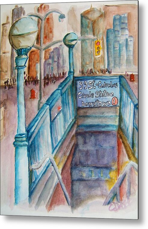 Nyc Metal Print featuring the painting Columbus Circle Subway Stop by Elaine Duras