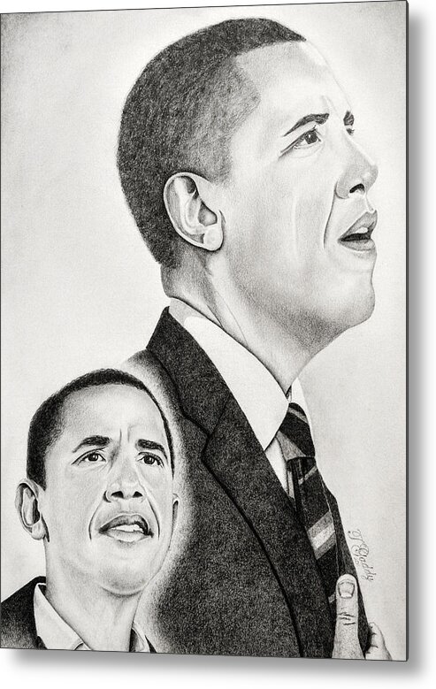 Barack Metal Print featuring the drawing Commander In Chief by Timothy Gaddy