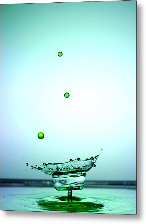 Collision Metal Print featuring the photograph Crystal Cup Water Droplets Collision Liquid Art 4 by Paul Ge