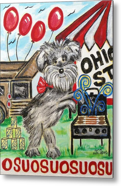 Tailgate Party Metal Print featuring the painting OSU Tailgating Dog by Diane Pape