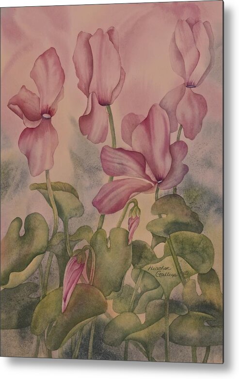 Cyclamen Metal Print featuring the painting Cyclamen by Heather Gallup