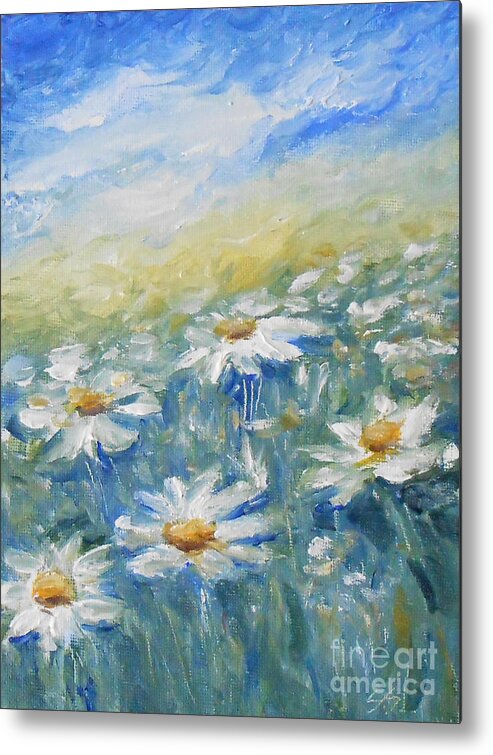 Floral Metal Print featuring the painting Daisies by Jane See