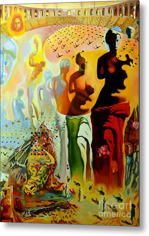 Salvador Dali Metal Print featuring the painting Dali Oil Painting Reproduction - The Hallucinogenic Toreador by Mona Edulesco