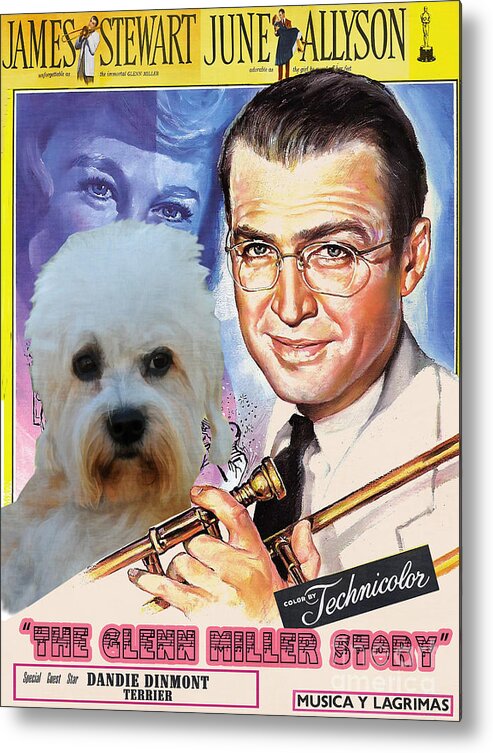 Dandie Dinmont Terrier Metal Print featuring the painting Dandie Dinmont Terrier Art Canvas Print - The Glenn Miller Story Movie Poster by Sandra Sij