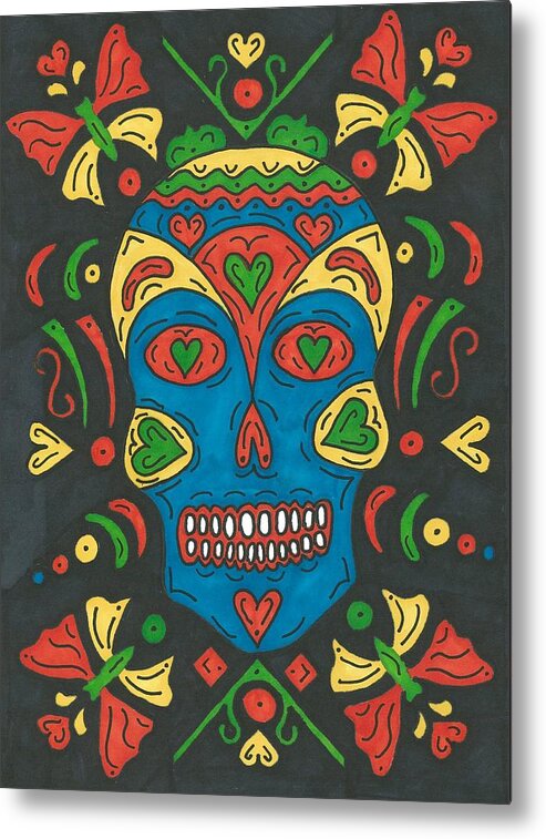 Skull Metal Print featuring the painting Dia De Los Muertos by Susie Weber