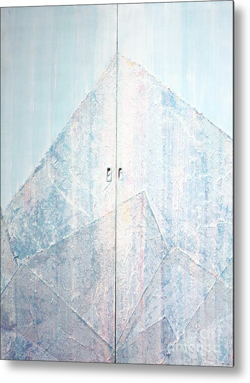 Abstract Painting Metal Print featuring the sculpture Double Doors to Peaceful Mountain by Asha Carolyn Young