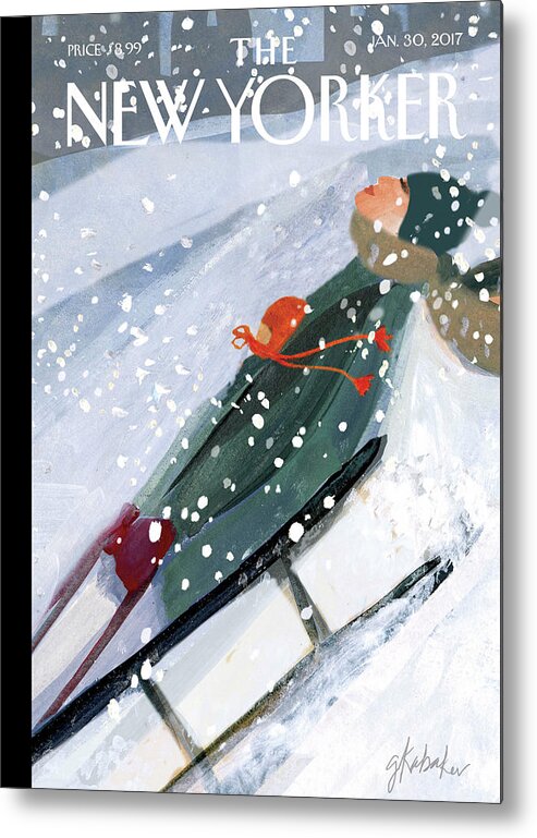 Downhill Racers Metal Print featuring the painting Downhill Racers by Gayle Kabaker