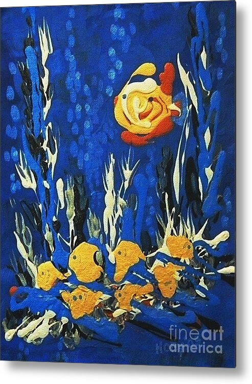 Fish Metal Print featuring the painting Drizzlefish by Holly Carmichael