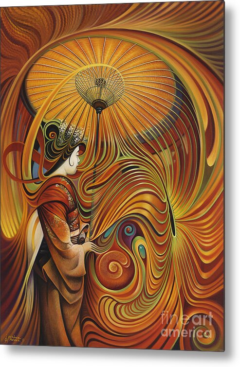 Dynamic Metal Print featuring the painting Dynamic Oriental by Ricardo Chavez-Mendez
