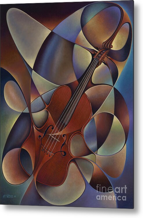 Violin Metal Print featuring the painting Dynamic Violin by Ricardo Chavez-Mendez