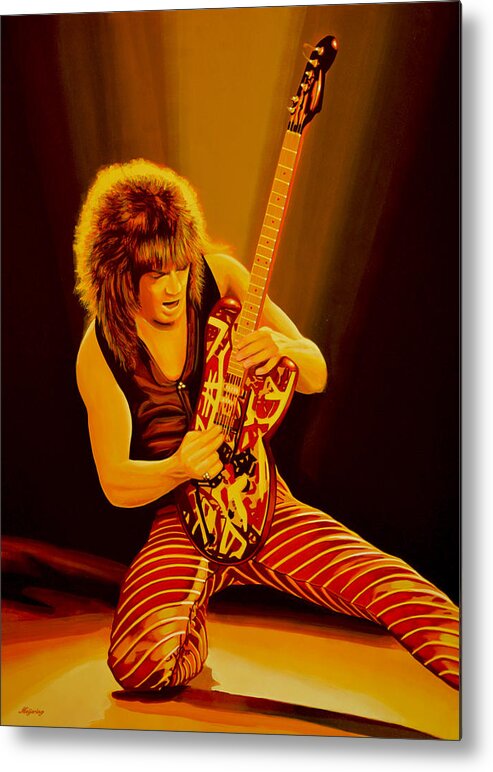 Eddie Van Halen Metal Print featuring the painting Eddie van Halen Painting by Paul Meijering