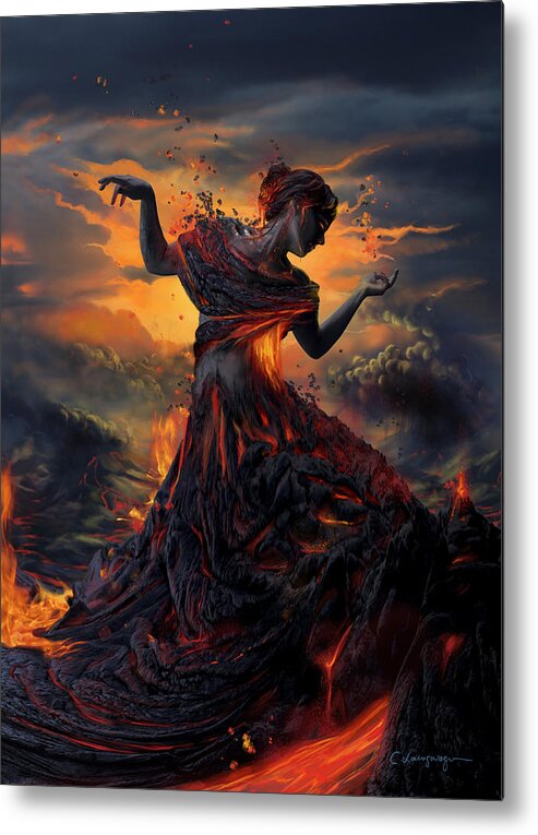 Fire Metal Print featuring the digital art Elements - Fire by FireFlux Studios