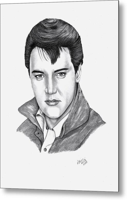 Elvis Metal Print featuring the drawing Elvis Presley by Patricia Hiltz