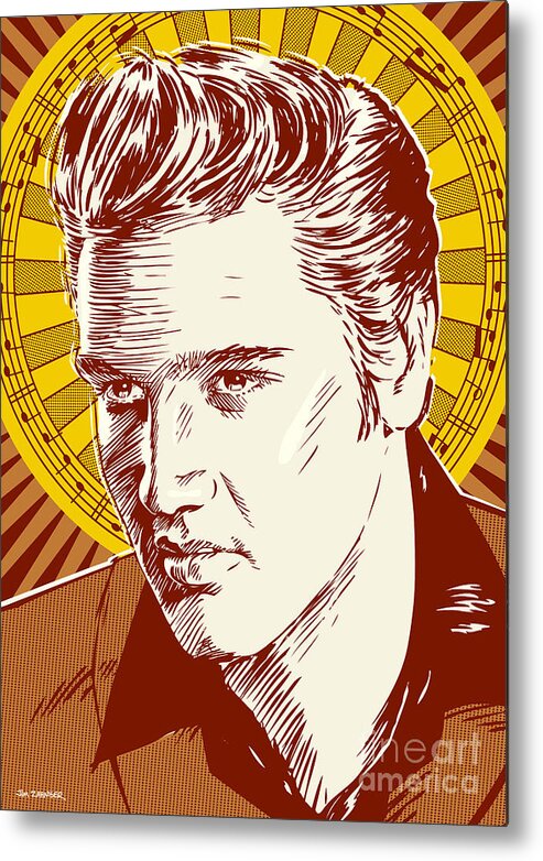 Rock And Roll Metal Print featuring the digital art Elvis Presley Pop Art by Jim Zahniser