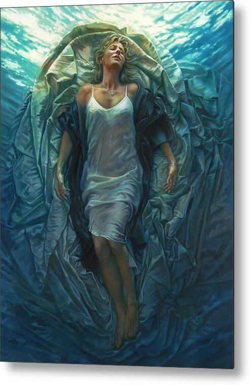 Conceptual Metal Print featuring the painting Emerge Painting by Mia Tavonatti