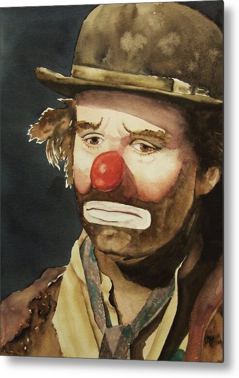 Emmett Kelly Metal Print featuring the painting Emmett Kelly by Greg and Linda Halom