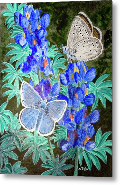 California Metal Print featuring the painting Endangered Mission Blue Butterfly by Mike Robles