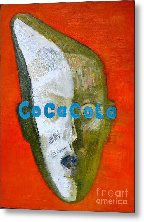 Facebook.abstrace Face.cicacola.red Painting. Metal Print featuring the painting facebook.Cocacola No.1 by Zheng Li