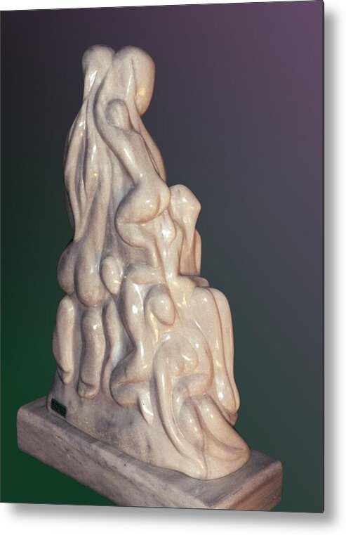 Sculpture Metal Print featuring the sculpture Family  by Shimon Drory