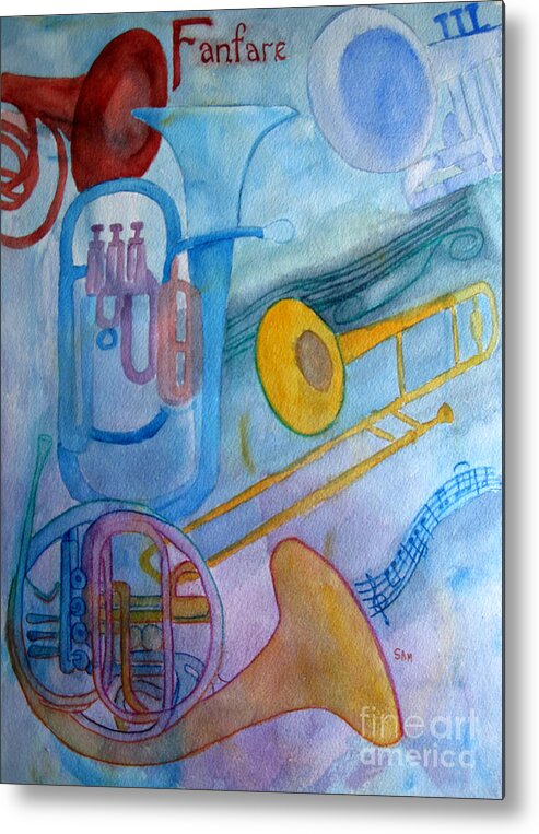 Brass Metal Print featuring the painting Fanfare by Sandy McIntire
