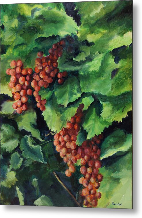 Table Grapes Metal Print featuring the painting Flames in the Vineyard by Maria Hunt