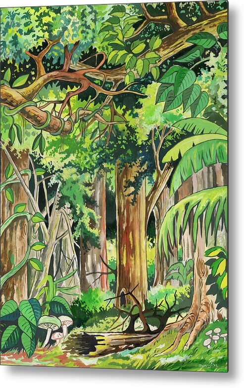 Water Color Forest Metal Print featuring the painting Forest by Anthony Mwangi