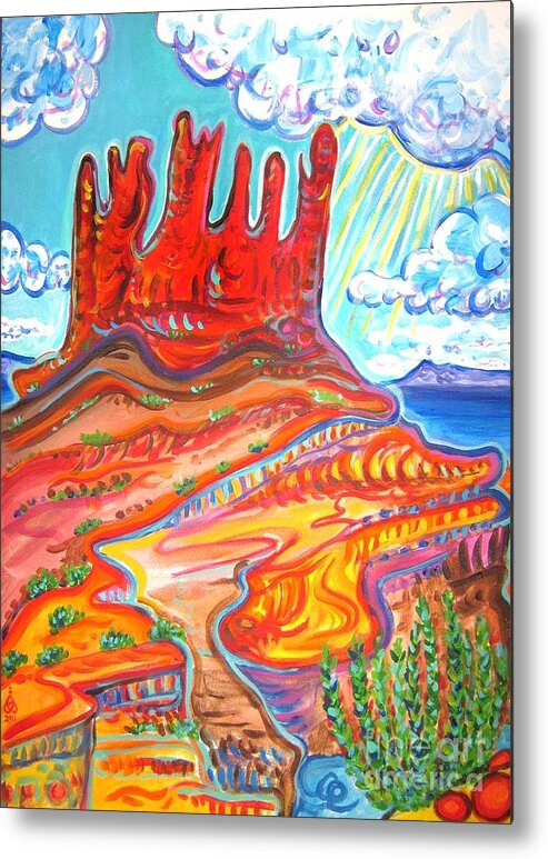 Mexican Hat Metal Print featuring the painting Four Corners Peak by Rachel Houseman