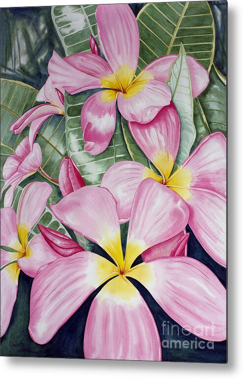 Flower Metal Print featuring the painting Frangipani 2 by Kandyce Waltensperger