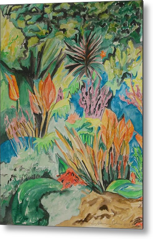 Garden Splendor Metal Print featuring the painting Garden Splendor by Esther Newman-Cohen