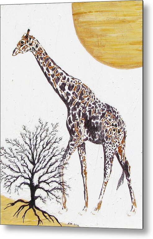 Giraffe Metal Print featuring the painting Going Solo by Stephanie Grant