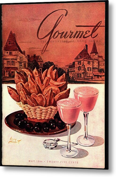 Food Metal Print featuring the photograph Gourmet Cover Featuring A Basket Of Potato Curls by Henry Stahlhut
