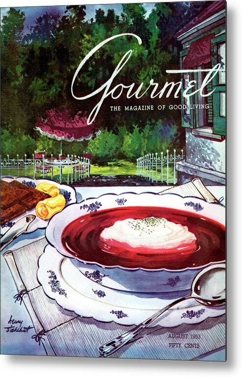 Illustration Metal Print featuring the photograph Gourmet Cover Featuring A Bowl Of Borsch by Henry Stahlhut
