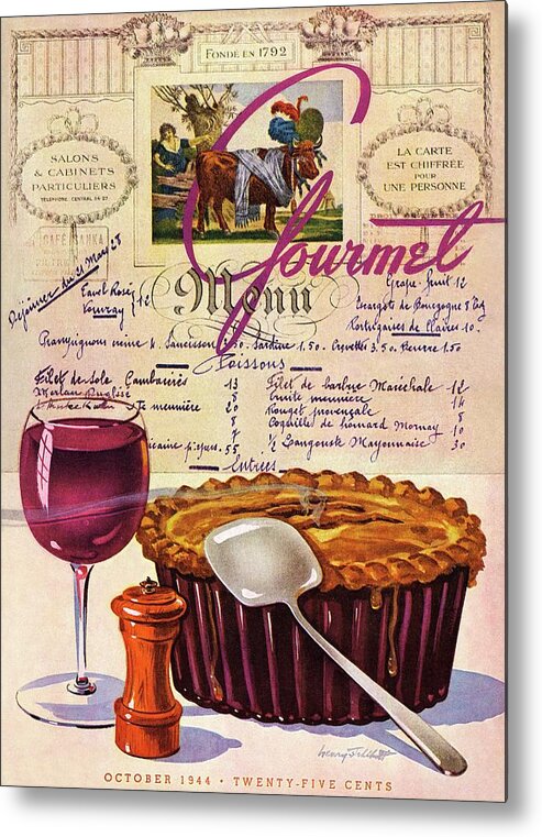 Food Metal Print featuring the photograph Gourmet Cover Illustration Of Deep Dish Pie by Henry Stahlhut