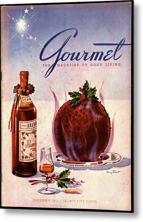 Illustration Metal Print featuring the photograph Gourmet Cover Illustration Of Flaming Chocolate by Henry Stahlhut