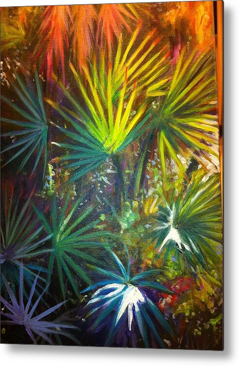 Palms Metal Print featuring the painting Green Cay Palms by Anne Marie Brown