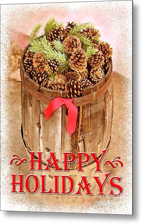 Happy Holidays Metal Print featuring the photograph Happy Holiday Barrel by Cristophers Dream Artistry