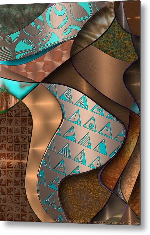 Turquoise Metal Print featuring the digital art Hieroquoise Cupriglyphs by Ann Stretton