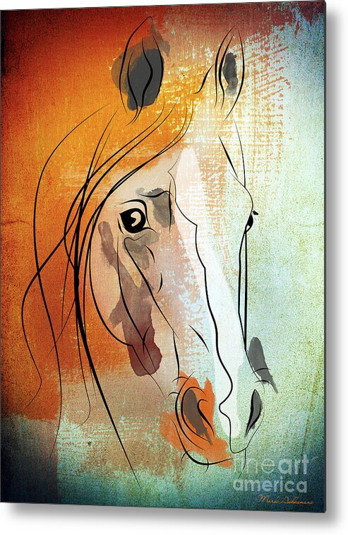  Horse Painting Metal Print featuring the digital art Horse 3 by Mark Ashkenazi