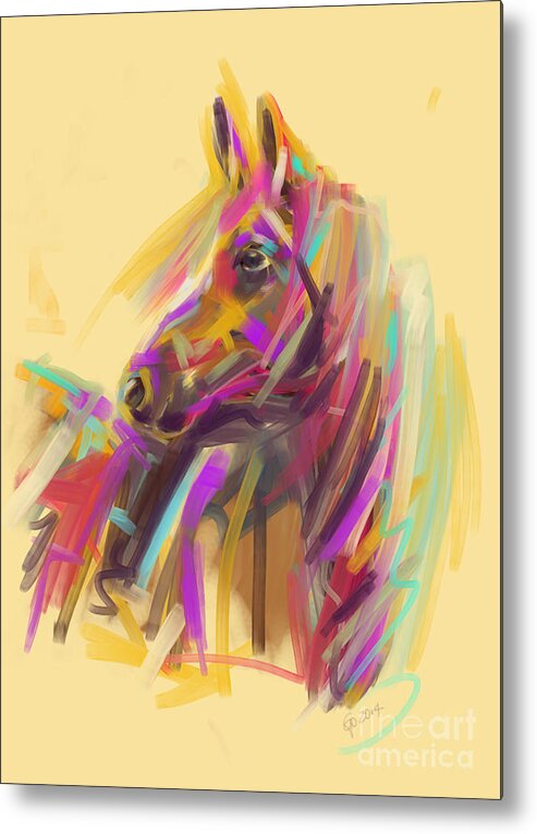 Horse Metal Print featuring the painting Horse True colours by Go Van Kampen