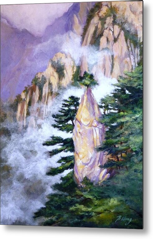 Mountain Metal Print featuring the painting Huangshan Magnificence by Betty M M Wong