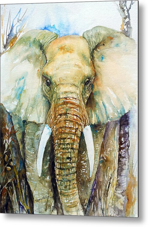 Elephant Metal Print featuring the painting In The Woods by Arti Chauhan
