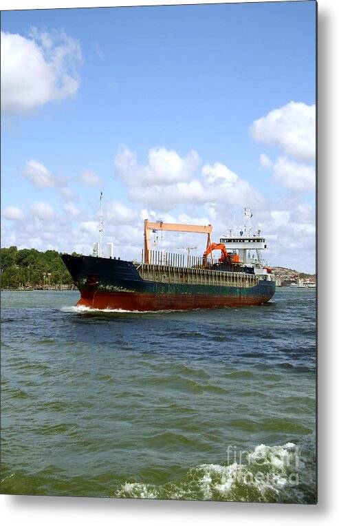 Afloat Metal Print featuring the photograph Industrial Cargo Ship by Antony McAulay