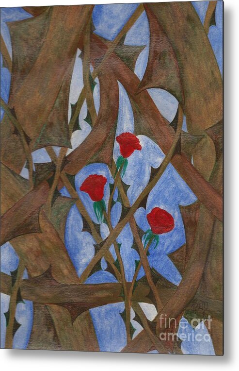 Roses Metal Print featuring the painting It's Complicated by Robert Meszaros