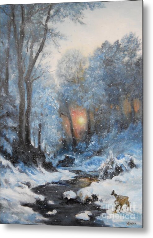 Winter Metal Print featuring the painting It's Winter by Sorin Apostolescu