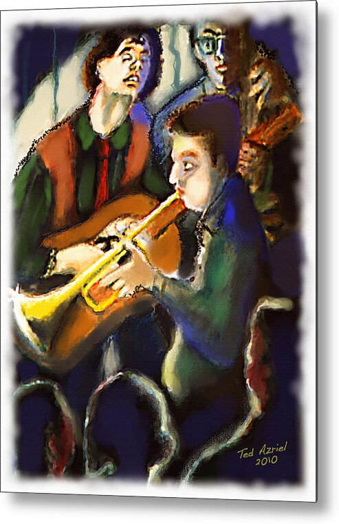 Jazz Art Paintings Metal Print featuring the digital art Jam Session by Ted Azriel