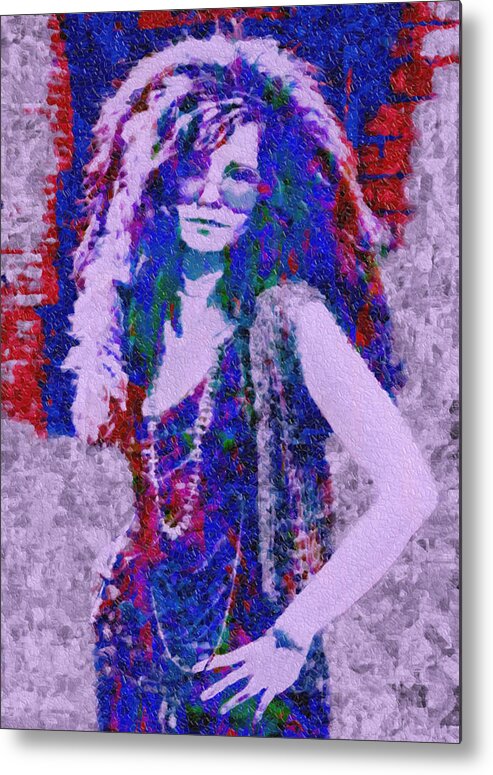 Janis Metal Print featuring the painting Janis Joplin Mosaic by Jack Zulli