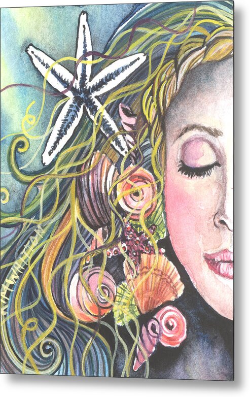 Mermaid Metal Print featuring the painting Jewel Of The Sea by Kim Whitton