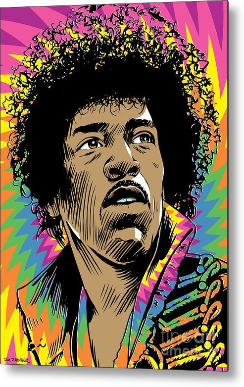 Art Metal Print featuring the digital art Jimi Hendrix Pop Art by Jim Zahniser